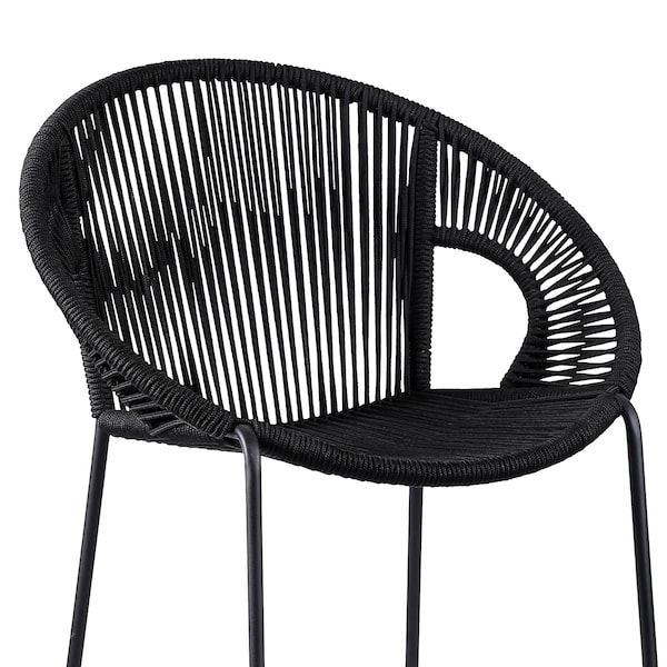 Armen Living Acapulco 26" Indoor Outdoor Steel Bar Stool with Black Rope - LCACBABL26
