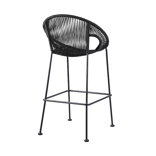 Armen Living Acapulco 26" Indoor Outdoor Steel Bar Stool with Black Rope - LCACBABL26