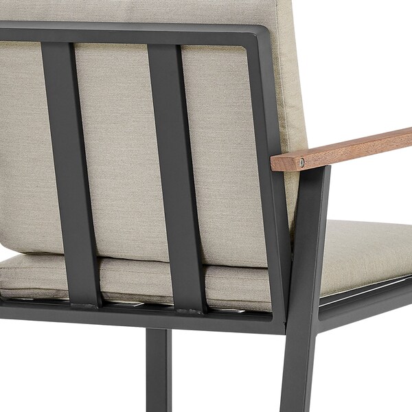 Armen Living Nofi Outdoor Patio 9 Piece Dining Set in Charcoal Finish with Taupe Cushions - SETODNODIBE