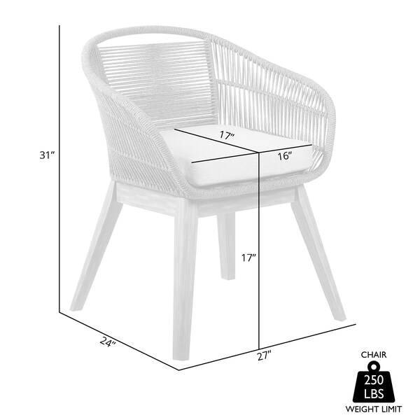 Armen Living Tutti Frutti Indoor Outdoor Dining Chair in Light Eucalyptus Wood with Truffle Rope and Gray Cushion - LCTFSITRU