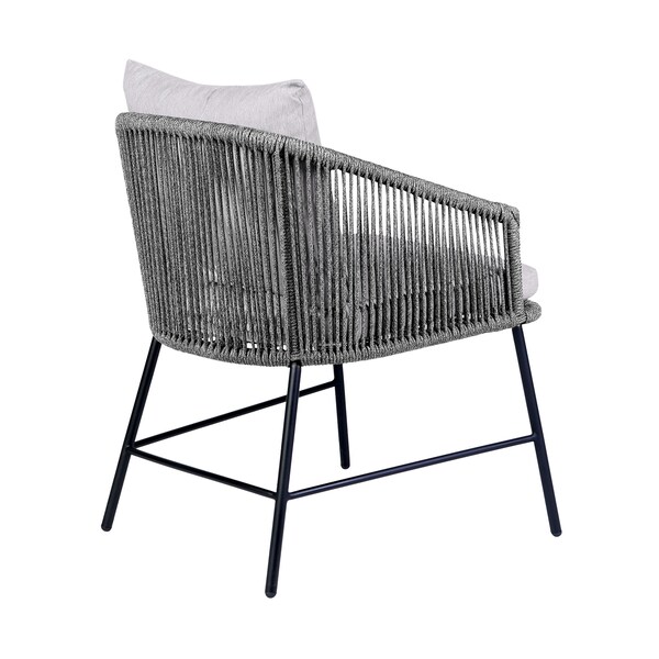 Armen Living Koala and Calica 5 Piece Dining Set in Dark Eucalyptus and Metal with Gray Rope - 840254332355