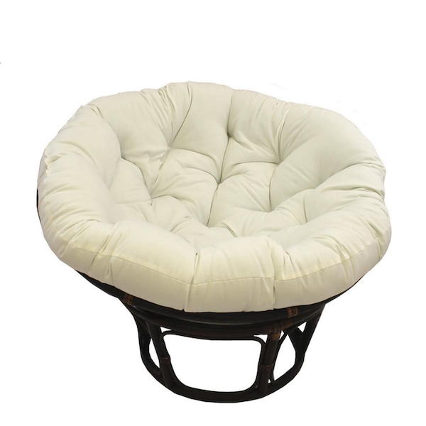 International Caravan 42 in. Rattan Papasan Chair with Solid Twill Cushion, Eggshell - 3312-TW-EGG
