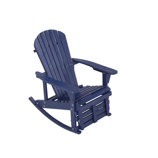 W Unlimited Zero Gravity Collection Adirondack Rocking Chair with Built-in Footrest, Navy Blue - SW2007NV