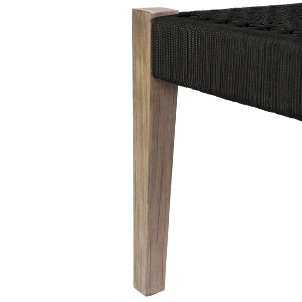 Armen Living Camino Indoor Outdoor Dining Bench in Eucalyptus Wood and Charcoal Rope - 840254336025