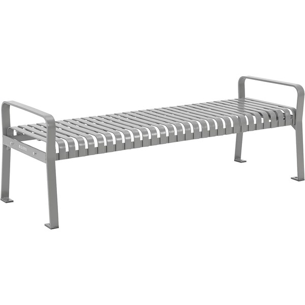 Global Industrial 6ft Outdoor Bench, Backless, Vertical Steel Slat, Gray - 262113GYKD