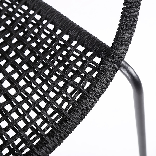 Armen Living Snack Indoor Outdoor Stackable Steel Dining Chair with Black Rope - Set of 2 - LCSNSIBL