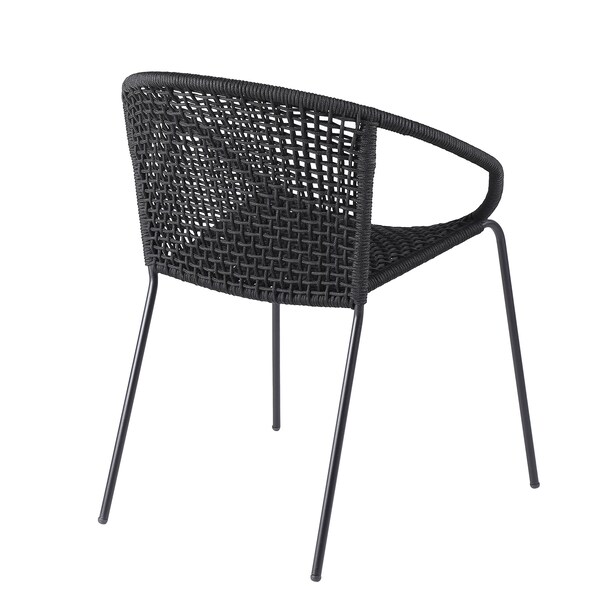 Armen Living Snack Indoor Outdoor Stackable Steel Dining Chair with Black Rope - Set of 2 - LCSNSIBL