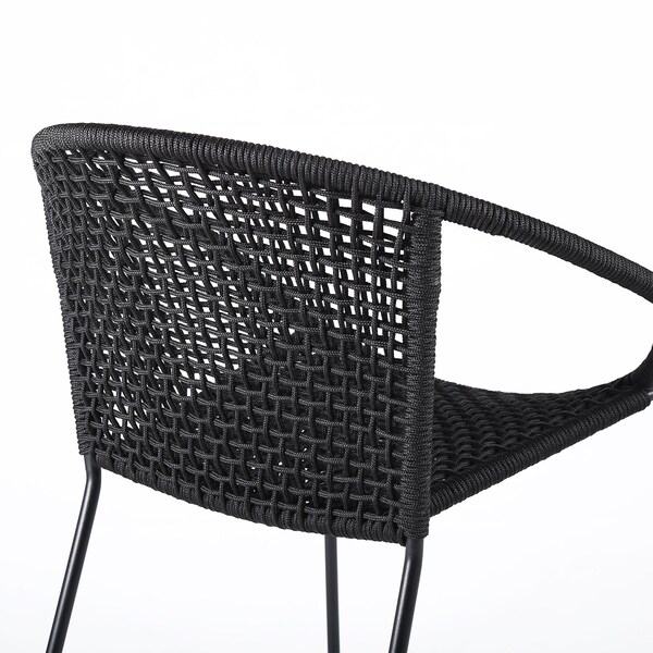 Armen Living Snack Indoor Outdoor Stackable Steel Dining Chair with Black Rope - Set of 2 - LCSNSIBL
