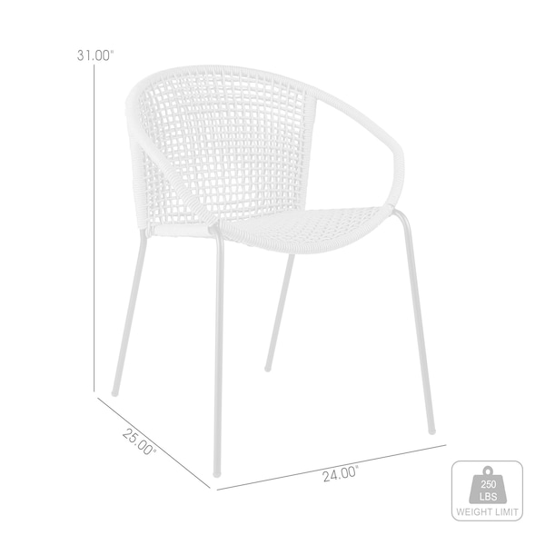 Armen Living Snack Indoor Outdoor Stackable Steel Dining Chair with Black Rope - Set of 2 - LCSNSIBL