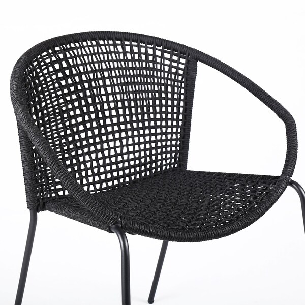 Armen Living Snack Indoor Outdoor Stackable Steel Dining Chair with Black Rope - Set of 2 - LCSNSIBL
