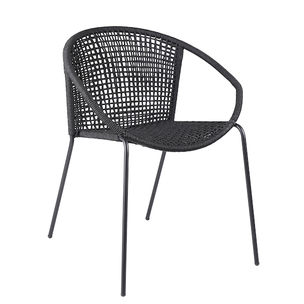 Armen Living Snack Indoor Outdoor Stackable Steel Dining Chair with Black Rope - Set of 2 - LCSNSIBL
