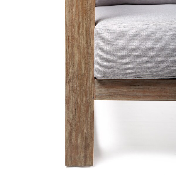 Armen Living Paradise Outdoor Light Eucalyptus Wood Lounge Chair with Gray Cushions - LCPRCHLALT