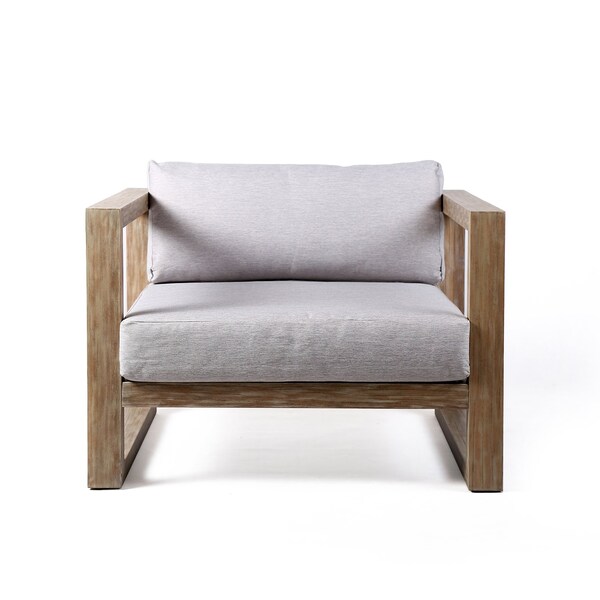 Armen Living Paradise Outdoor Light Eucalyptus Wood Lounge Chair with Gray Cushions - LCPRCHLALT