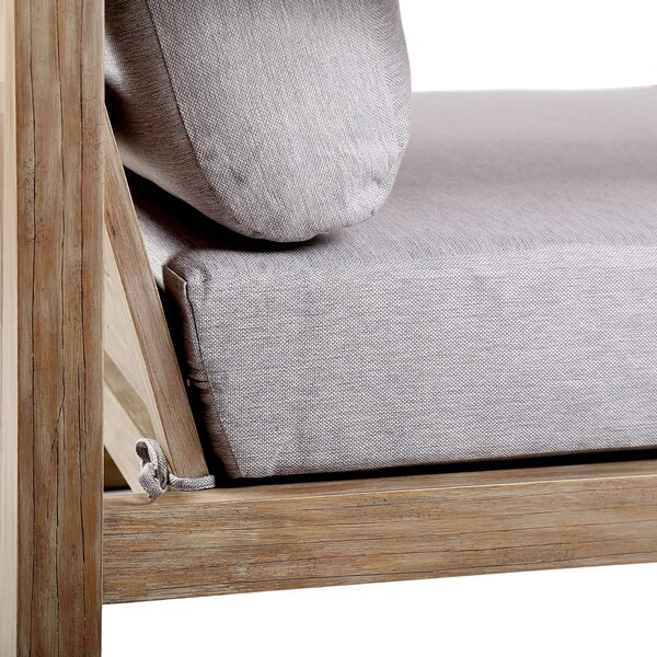 Armen Living Paradise Outdoor Light Eucalyptus Wood Lounge Chair with Gray Cushions - LCPRCHLALT