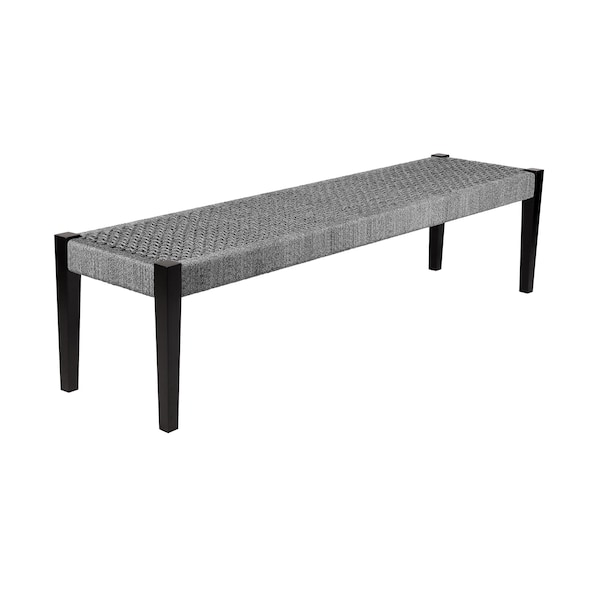 Armen Living Koala Shasta and Camino 6 Piece Outdoor Dining Set in Dark Eucalyptus Wood with Gray Rope - 840254333840