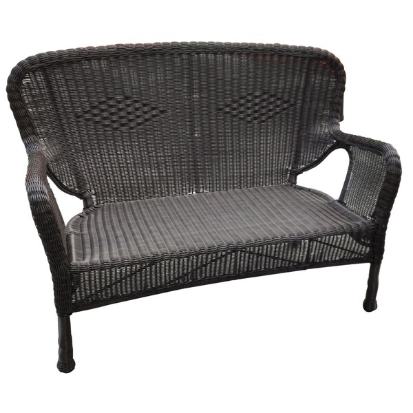 Jeco Windsor Wicker Patio Love Seat, Espresso - W00215-L