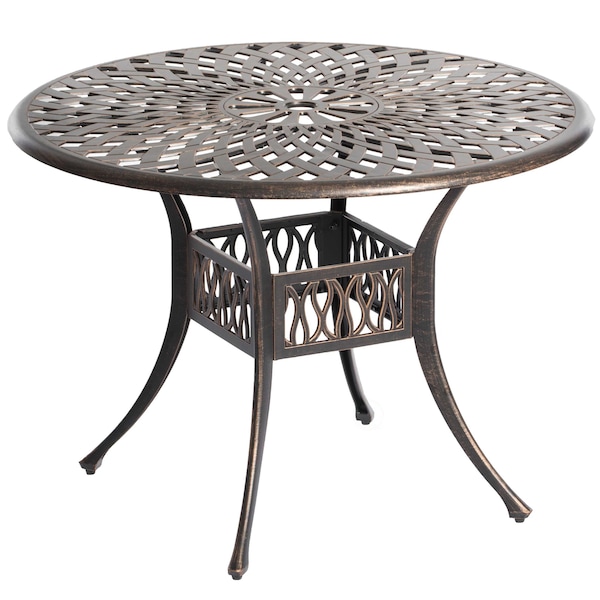 Gardenised Indoor and Outdoor Bronze Dinning Table Bistro Patio Cast Aluminum. - QI003960T