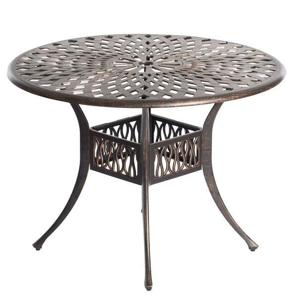 Gardenised Indoor and Outdoor Bronze Dinning Table Bistro Patio Cast Aluminum. - QI003960T