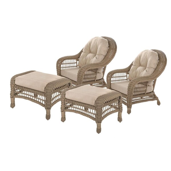 W Unlimited Outdoor Garden Conversation Set with Ottomans - 4 Piece - SW1308SET4OT