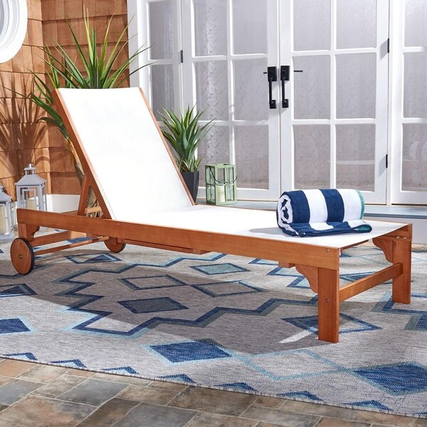 Safavieh 25.27 x 81.1 x 39.17 in. Ralden Sunlounger, Natural & Beige - PAT7070A