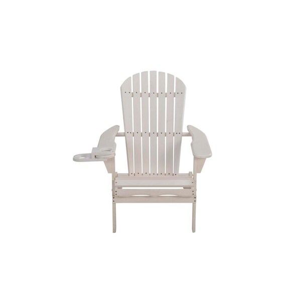 Bold Fontier 35 x 32 x 28 in. Foldable Adirondack Chair with Cup Holder, White - BO3275365