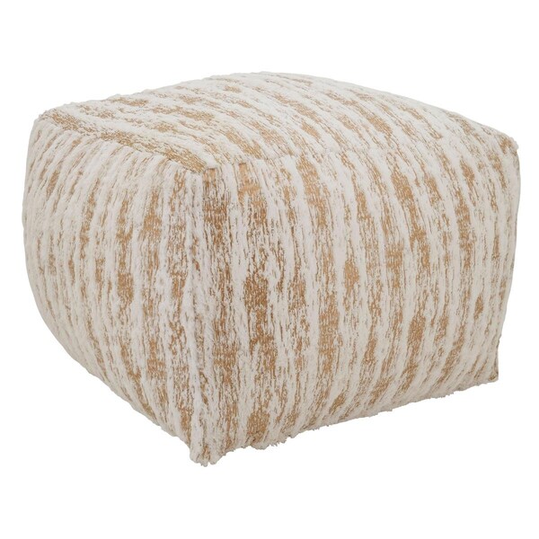 Doba-Bnt SARO  Gold Foil Print Faux Fur Pouf  20 x 20 x 14 in. - SA2658262