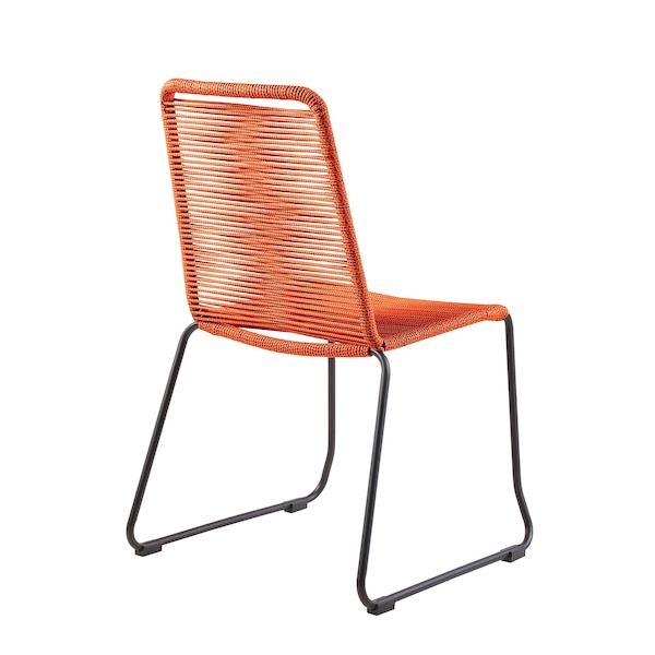 Armen Living Koala and Shasta 5 Piece Outdoor Patio Dining Set in Light Eucalyptus Wood and Tangerine Rope - 840254336414