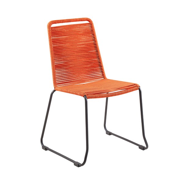 Armen Living Koala and Shasta 5 Piece Outdoor Patio Dining Set in Light Eucalyptus Wood and Tangerine Rope - 840254336414