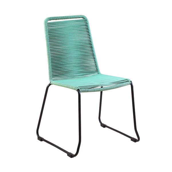 Armen Living Koala and Shasta 5 Piece Outdoor Patio Dining Set in Light Eucalyptus Wood and Wasabi Rope - 840254336407