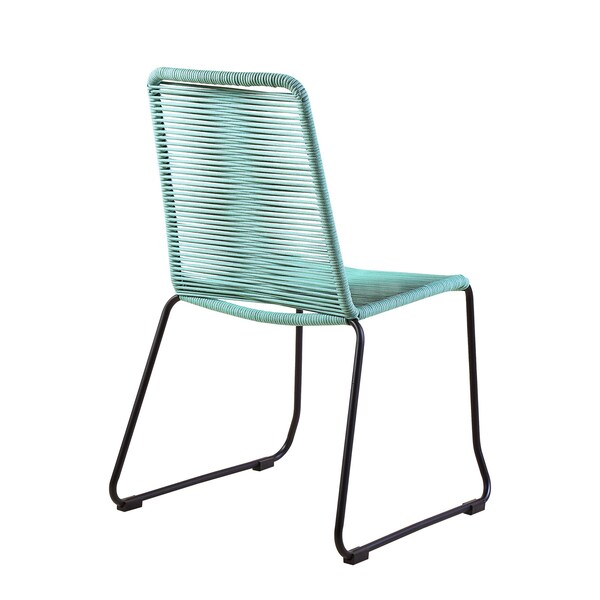 Armen Living Koala and Shasta 5 Piece Outdoor Patio Dining Set in Light Eucalyptus Wood and Wasabi Rope - 840254336407