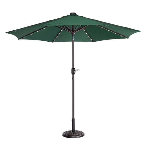 Claustro 9 ft. LED Lighted Outdoor Patio Umbrella with 8 Steel Ribs & Push Button Tilt - Forest Green - CL3242865