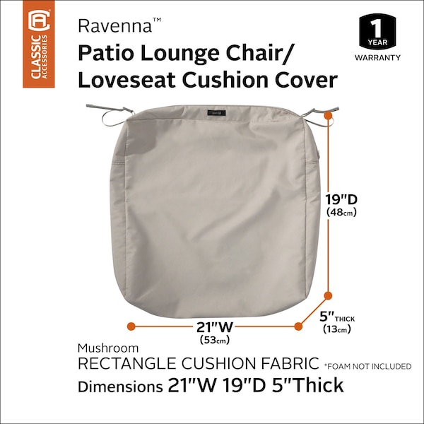 Classic Accessories Ravenna Patio Cushion Slipcover, 21" - 60-382-016401-RT