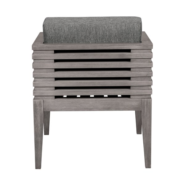 Armen Living Vivid Outdoor Patio Dining Chair in Gray Eucalyptus Wood with Gray Olefin Cushions - LCVISIEUCGRY