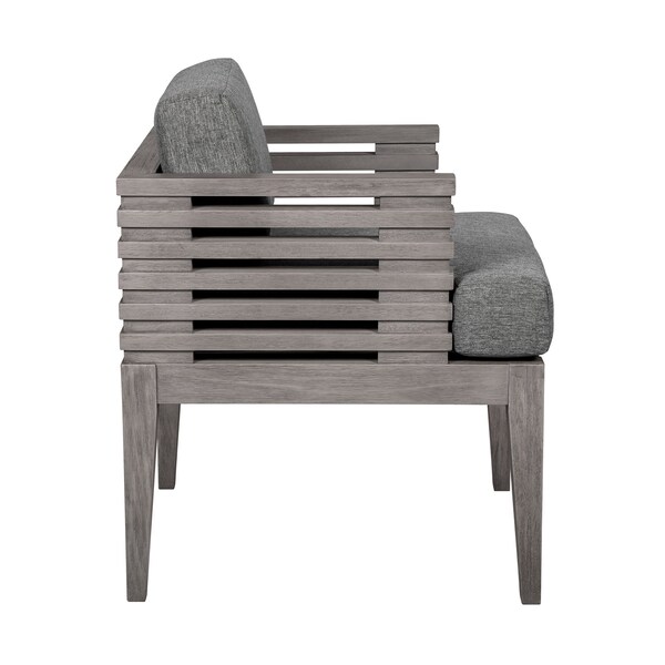Armen Living Vivid Outdoor Patio Dining Chair in Gray Eucalyptus Wood with Gray Olefin Cushions - LCVISIEUCGRY