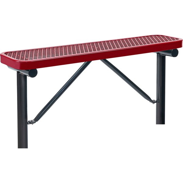 Global Industrial 4ft Outdoor Steel Flat Bench, Expanded Metal, In Ground Mount, Red - 695741IRD