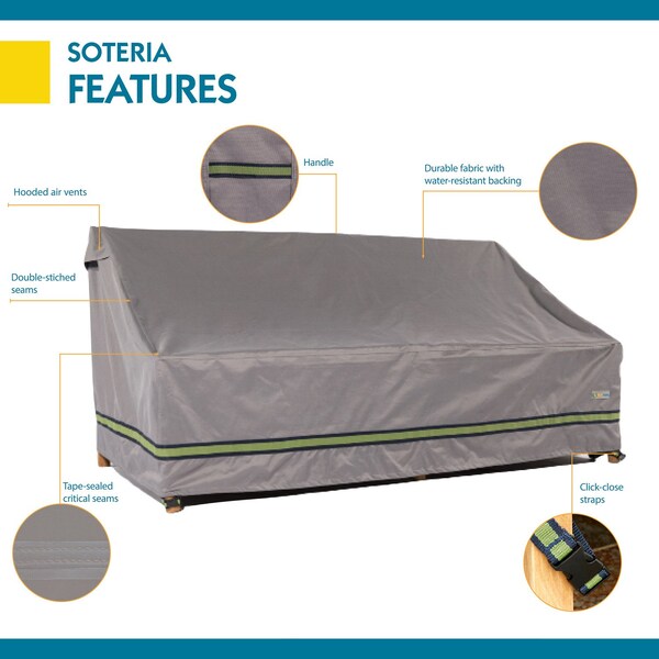 Duck Covers Soteria Grey RainProof Patio Loveseat Cover 38"x70" - RLV704135