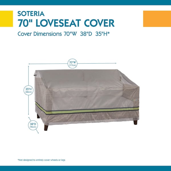 Duck Covers Soteria Grey RainProof Patio Loveseat Cover 38"x70" - RLV704135