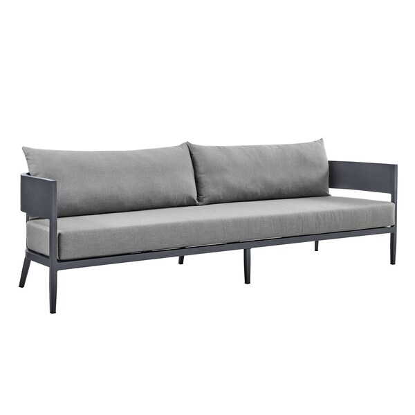 Armen Living Argiope 4 Piece Outdoor Dark Gray Aluminum & Fabric Outdoor Conversation Set - 840254333031