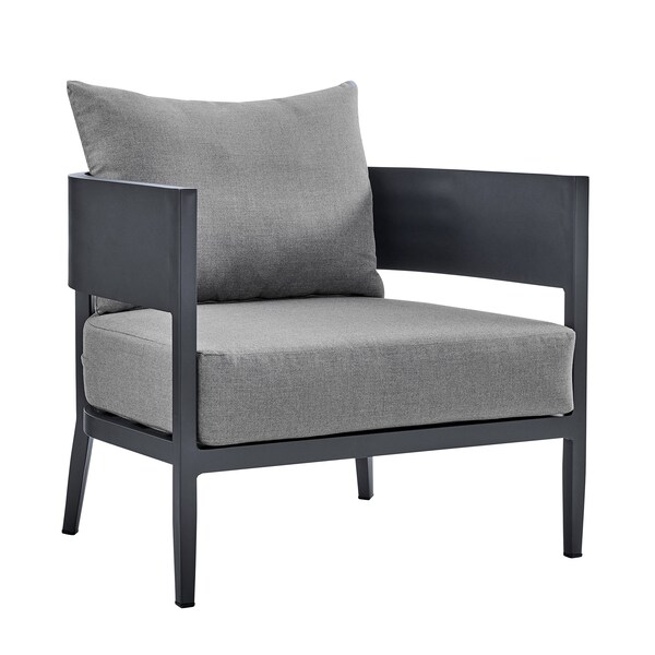 Armen Living Argiope 4 Piece Outdoor Dark Gray Aluminum & Fabric Outdoor Conversation Set - 840254333031