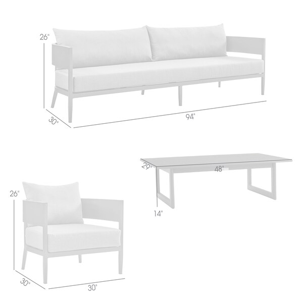 Armen Living Argiope 4 Piece Outdoor Dark Gray Aluminum & Fabric Outdoor Conversation Set - 840254333031