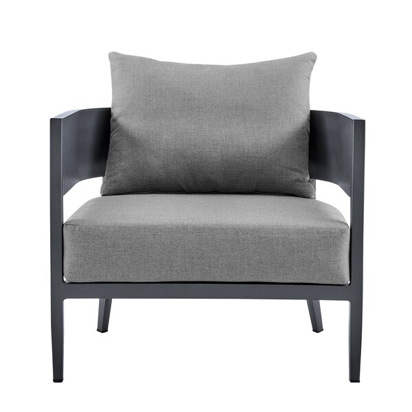 Armen Living Argiope 4 Piece Outdoor Dark Gray Aluminum & Fabric Outdoor Conversation Set - 840254333031
