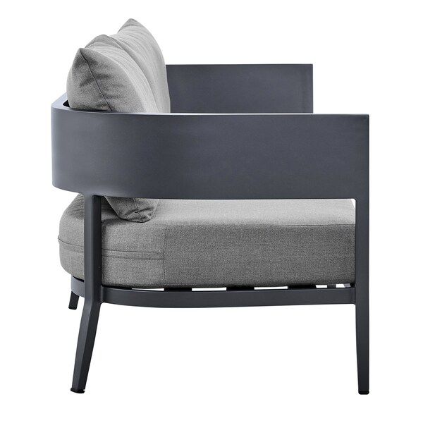 Armen Living Argiope 4 Piece Outdoor Dark Gray Aluminum & Fabric Outdoor Conversation Set - 840254333031