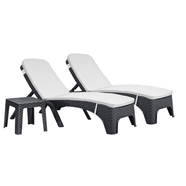 Rainbow Outdoor Roma 3-Piece Chaise Lounger Set w/cushion-Anthracite - RBO-ROMA-ANT-3CL-CUSH-CRM