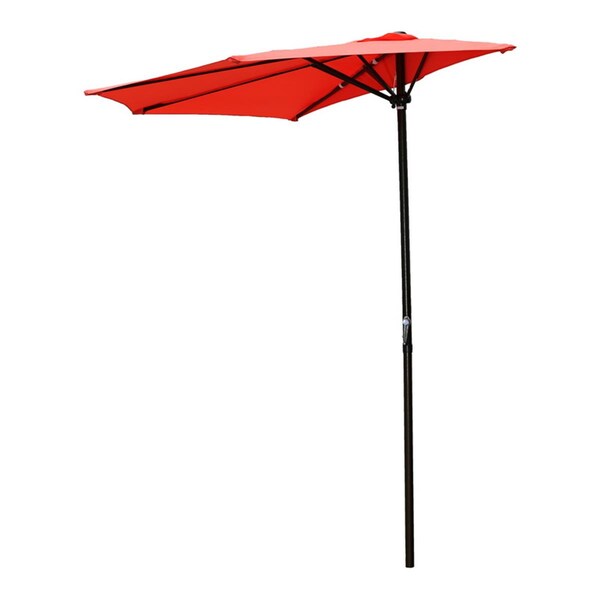 International Caravan 9 ft. Half Round Wall Hugger Umbrella, Tangerine Dream - YF-1147-2.7M-TD