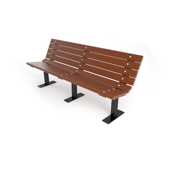 Frog Furnishings Brown 6' Contour Bench Surface Mount w/ Black Frame - PB 6BROBFCON