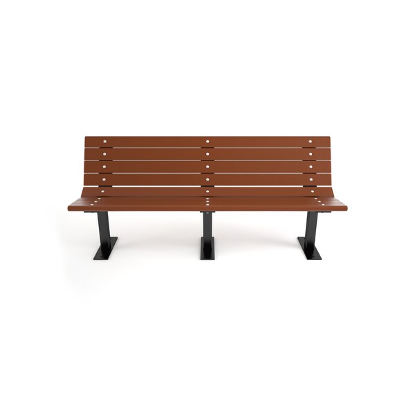 Frog Furnishings Brown 6' Contour Bench Surface Mount w/ Black Frame - PB 6BROBFCON