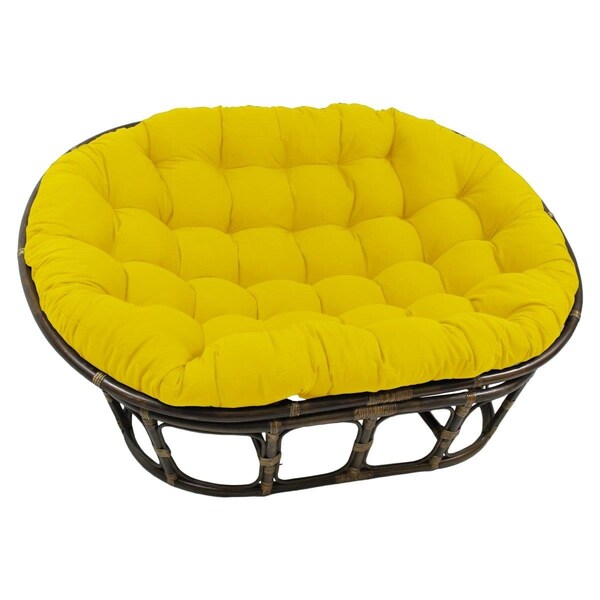 International Caravan 63 x 45 in. Rattan Double Papasan Chair with Twill Cushion, Sunset Yellow - 3304-TW-SS