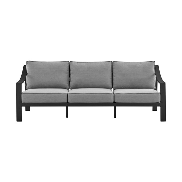 Armen Living Koda Aluminum Outdoor Sofa in Black and Dark Gray - SETODKODKGRBX3