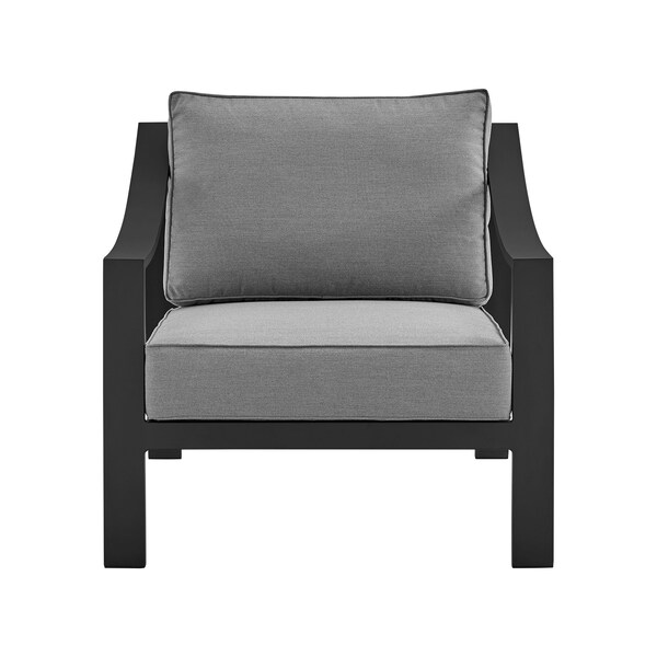 Armen Living Koda Aluminum Outdoor Sofa in Black and Dark Gray - SETODKODKGRBX3