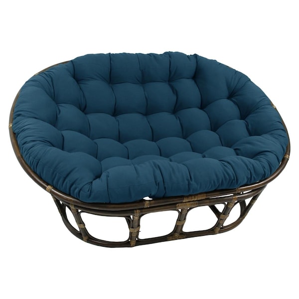 International Caravan 63 x 45 in. Rattan Double Papasan Chair with Twill Cushion, Indigo - 3304-TW-IN